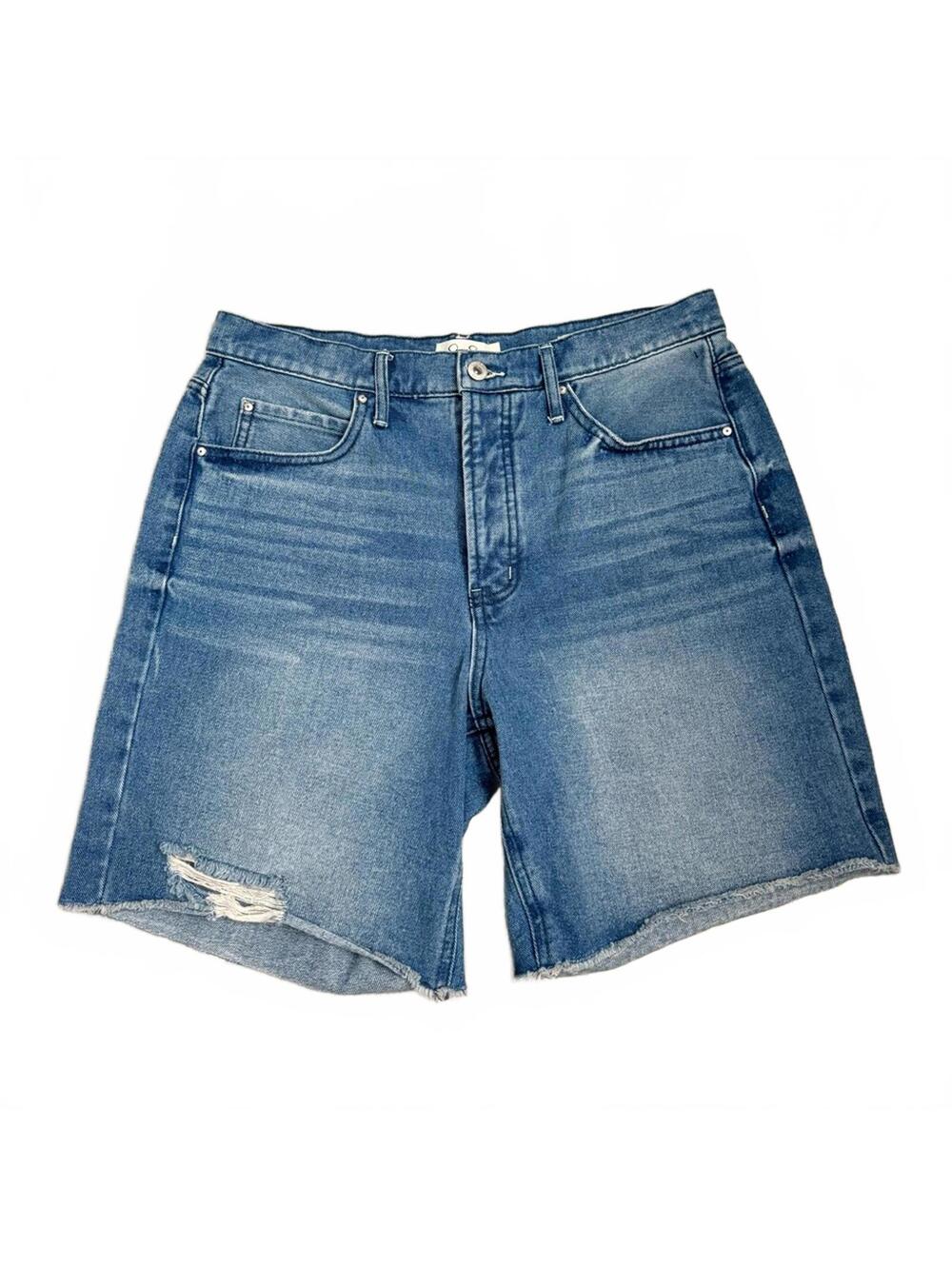 Jessica Simpson High Waisted Distressed Denim Shorts Size 30 Button Fly Frayed